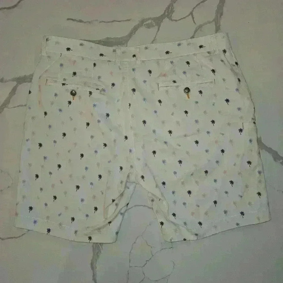 Talia Mens Palm Tree Shorts Cotton White Blue Pink Size 36 - Picture 2 of 7